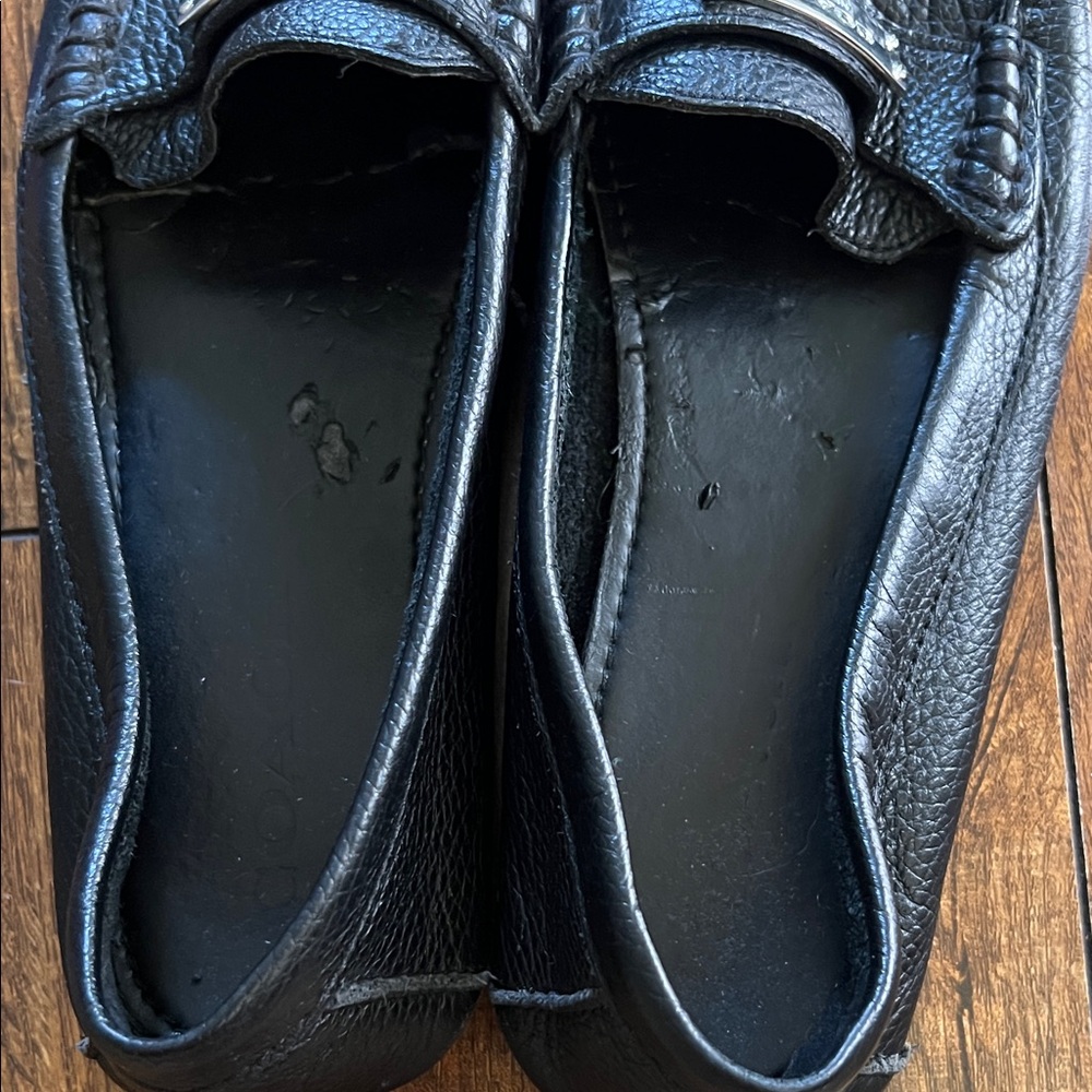 Coach Black Textured Leather Slip-Ons - Picture 5 of 7